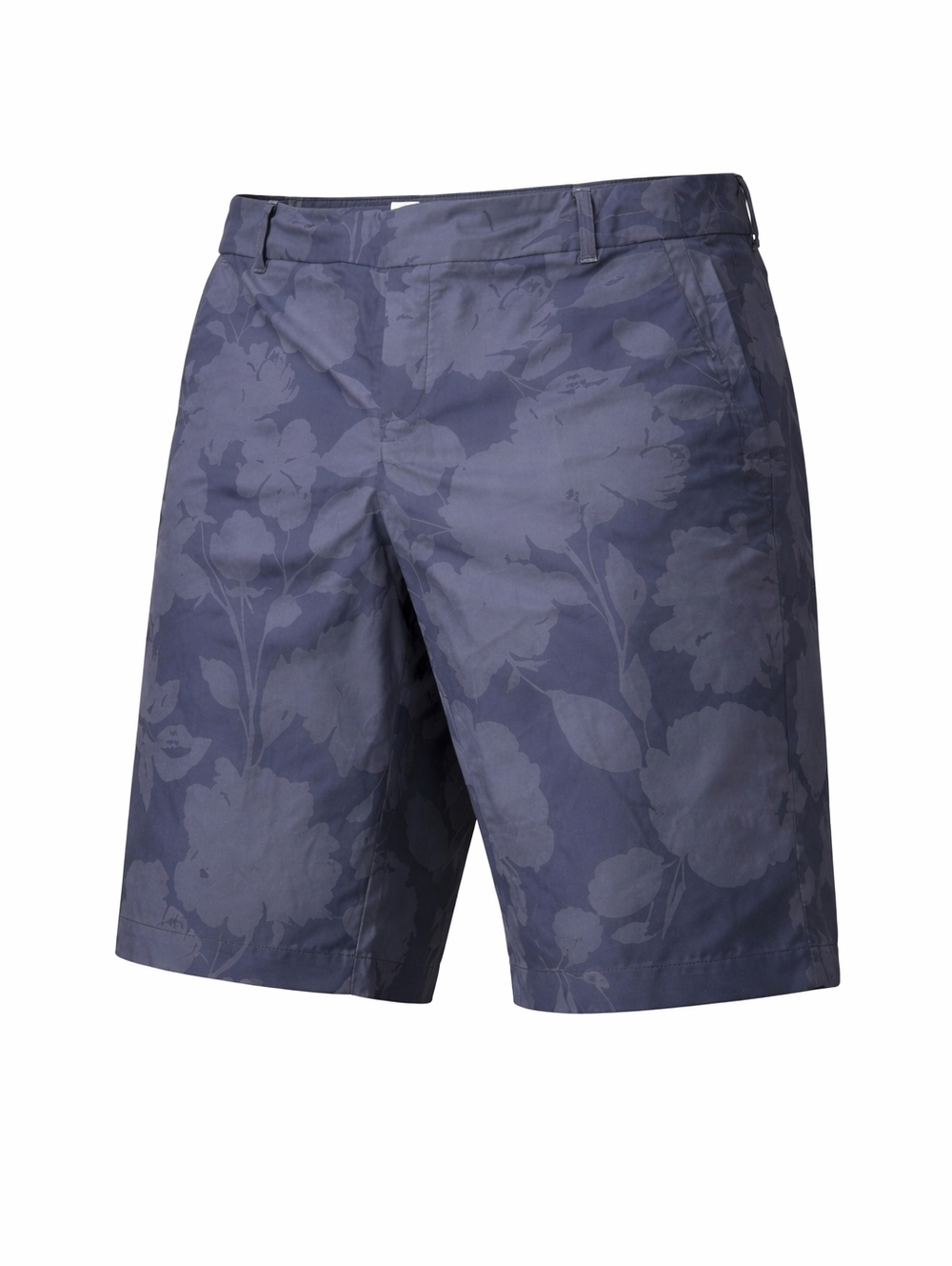 SPANX Women’s Navy Floral Stretch Shorts Flat Front Performance Size Medium